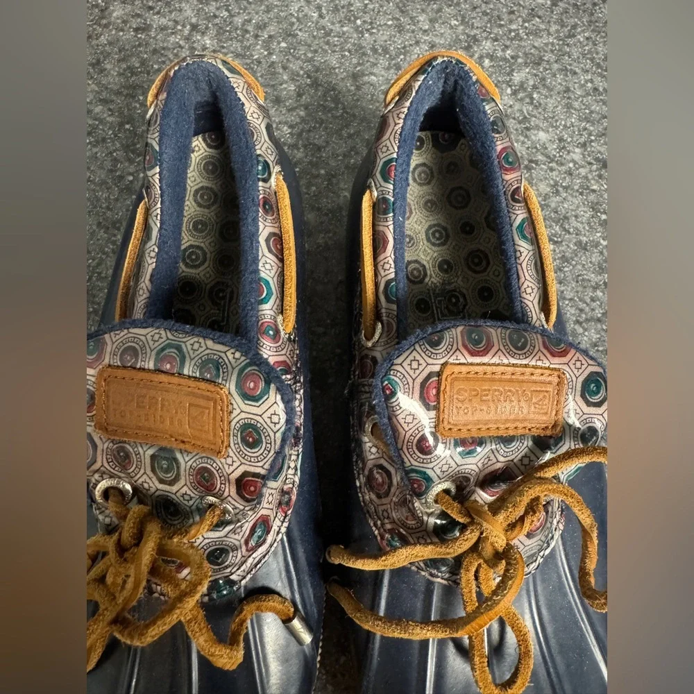 Sperry Women’s Top Sider Low Saltwater Duck Boots Blue Rubber Boat Shoes